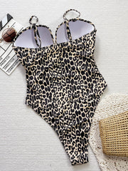 Leopard Print Hollow Out One Piece Swimsuit CSYZ E36R