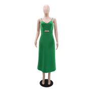 V Neck Hollow Out Sling Maxi Dress GYLY 10689