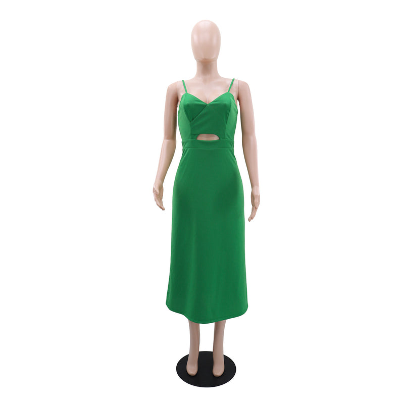 V Neck Hollow Out Sling Maxi Dress GYLY 10689
