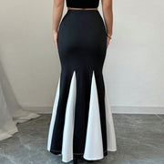 Contrast Color Patchwork Long Skirt GNZD 060122DBZ