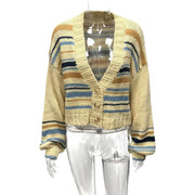V Neck Contrast Color Knits Sweater Coats GQNF Y00275CM