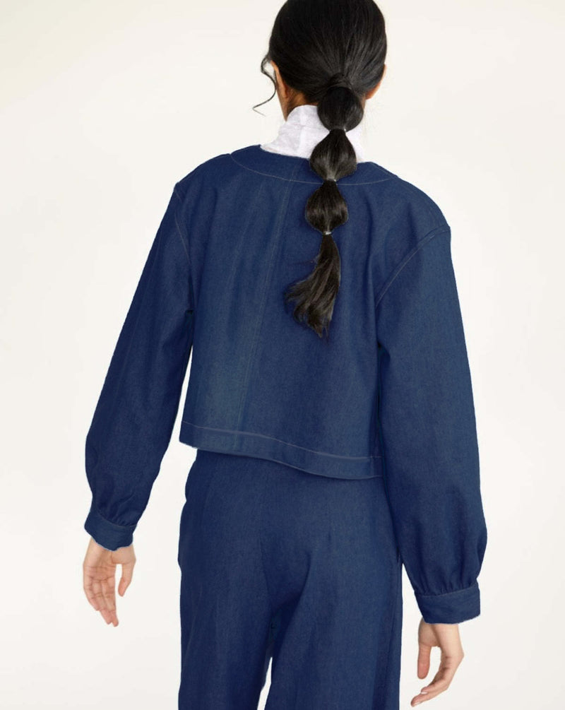 Long Sleeve Tie Up Loose Denim Coats GYAN 703