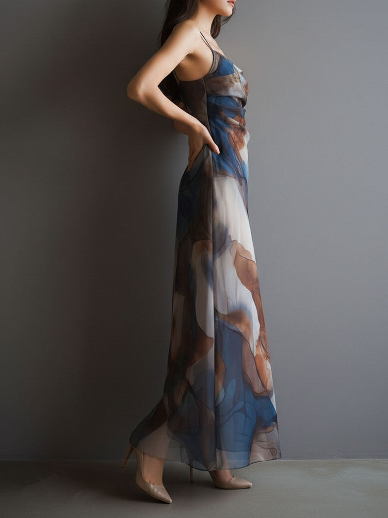 Sling Print Chiffon Maxi Dress GWDS 260307