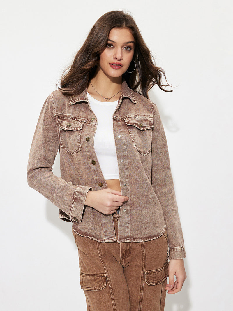 Plus Size Loose Long Sleeve Denim Coats GYXN YT199