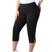 Plus Size Solid Color Split Seventh Pants GYZY 66811