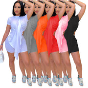 Solid Irregular Top Shorts Two Piece Sets GCNF 0111