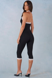 Lace Patchwork Backless Seventh Jumpsuit YWXS K26L2255
