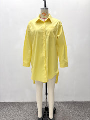 Solid Color Long Sleeve Loose Shirt GQZF 7111