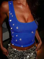 U Neck Beaded Tank Top GXIY XS T4B17820A