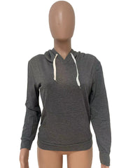 Casual Solid Long Sleeve Hoodie Top LSD 8897
