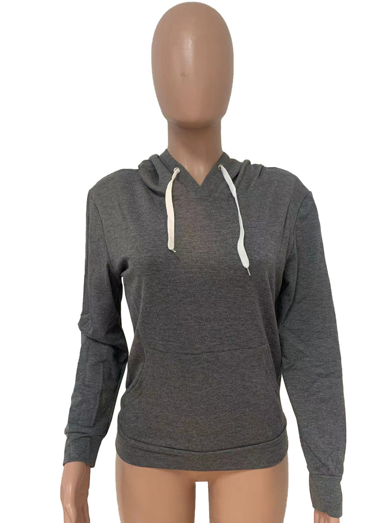 Casual Solid Long Sleeve Hoodie Top LSD 8897