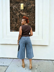 Plus Size Patchwork Contrast Color Seventh Jeans GYLN 7685