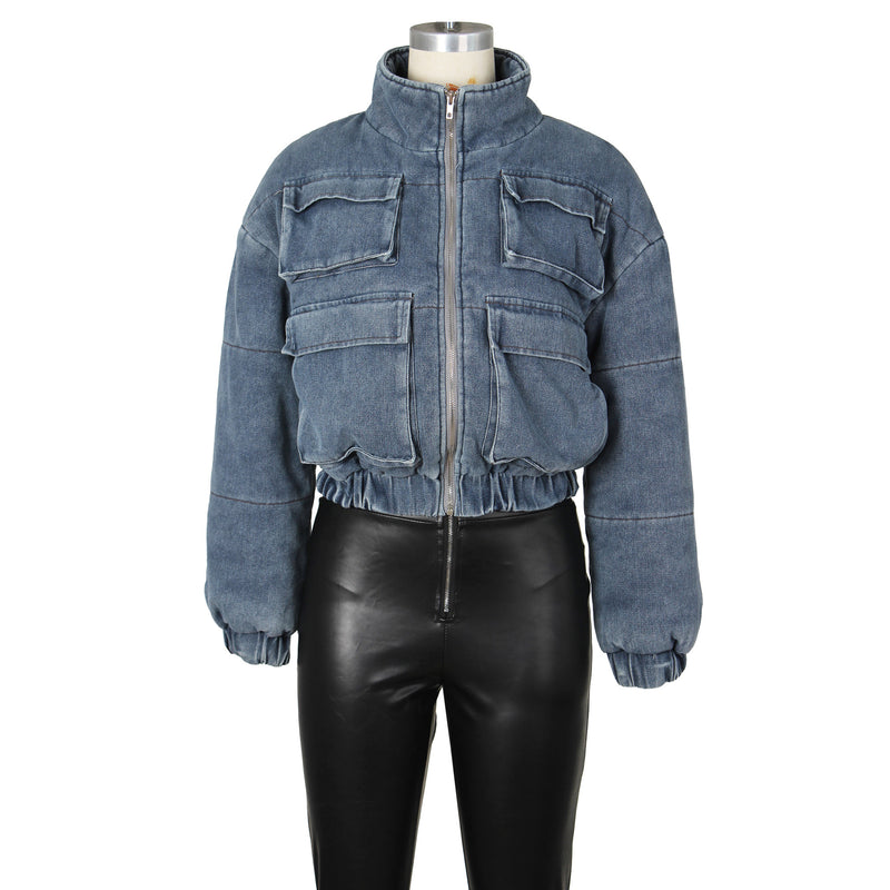 Fashion Multi Pocket Denim Cotton Jacket Coat ZSD 0638