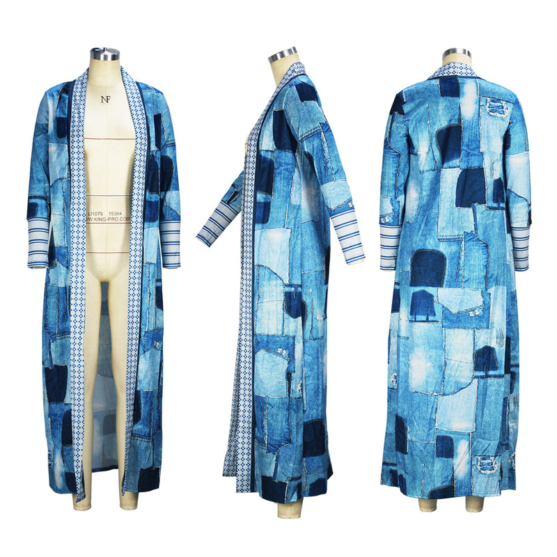 Fashion Print Long Sleeve Long Cardigan XHSY 19611