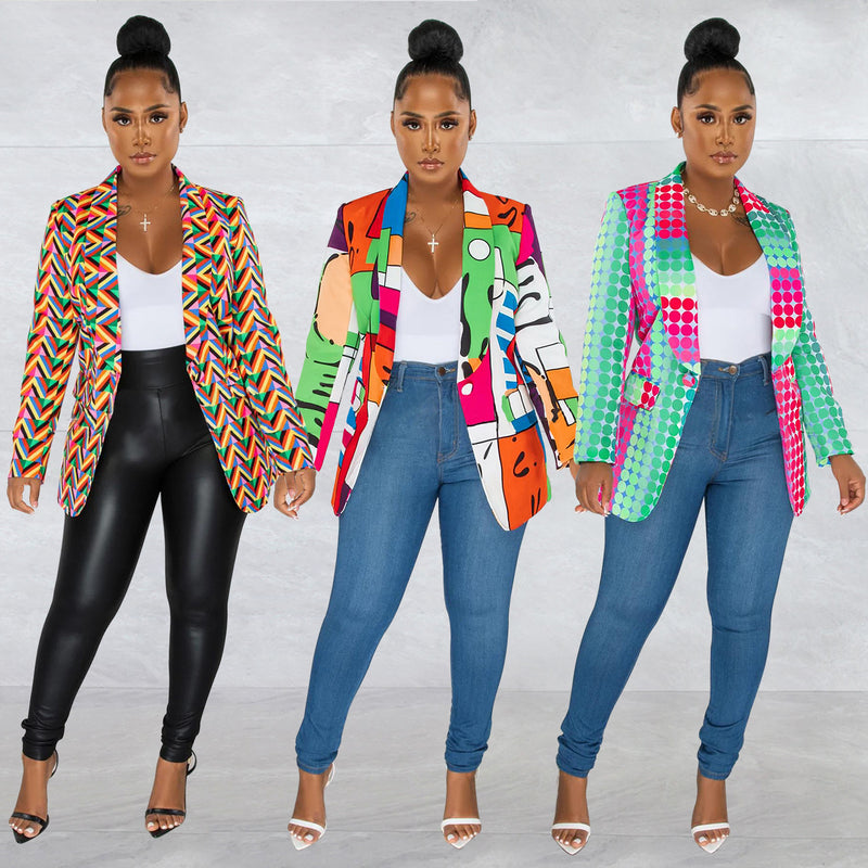 Casual Printed Full Sleeve Blazer Coat BY 6025
