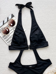 Solid Color Halter One Piece Swimsuit CSYZ 967