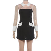Mesh Patchwork Long Sleeve Mini Dress XEF K6D16640A