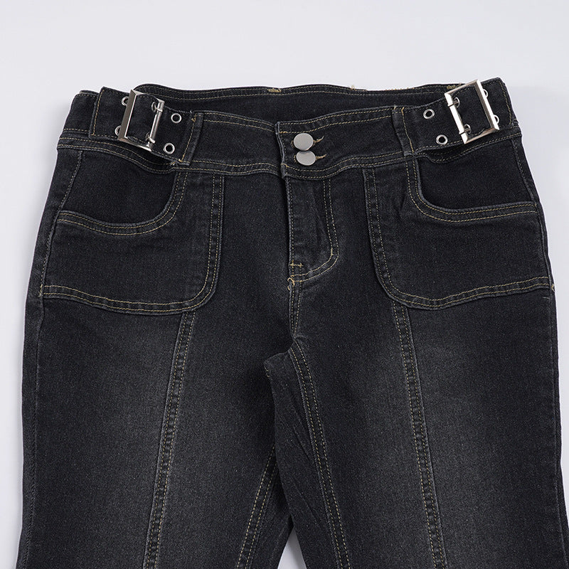 Fashion Patchwork Micro Flare Jeans GQLF 0134