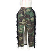 Camouflage Print Tassel Slit Skirts ZSD 0594