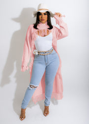 Solid Knitted Tassel Long Sleeve Irregular Sweater Top TR 1188