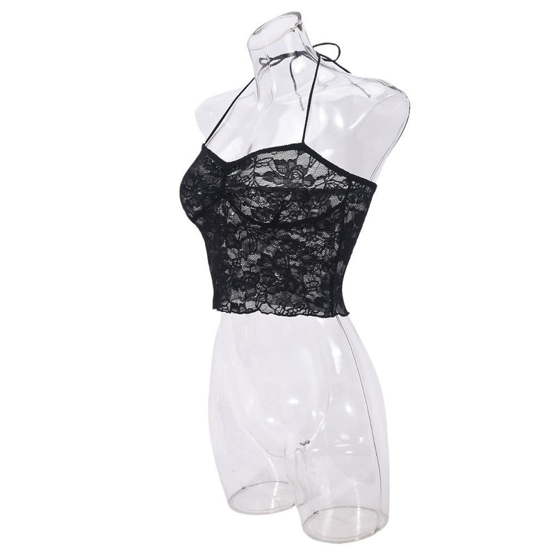 See Through Lace Up Backless Small Camisole Top GNZD 51478THD