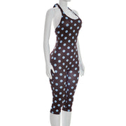Polka Dots Print Halterneck Seventh Jumpsuit GSZM J26JP088