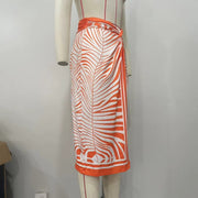 Printed Irregular Half body Long Skirt OLYF 6148