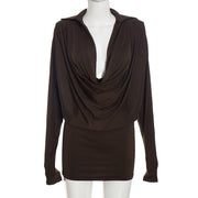 Casual Long Sleeve Ruched Mini Dress GSZM C26DS337