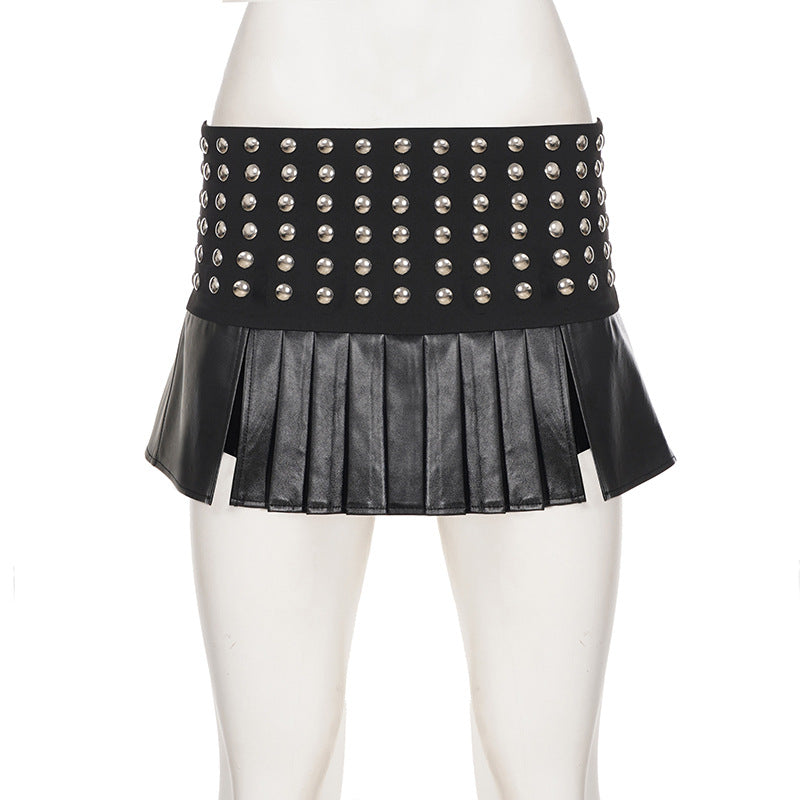 Rivet Leather Short Skirt GPKJ MR50304