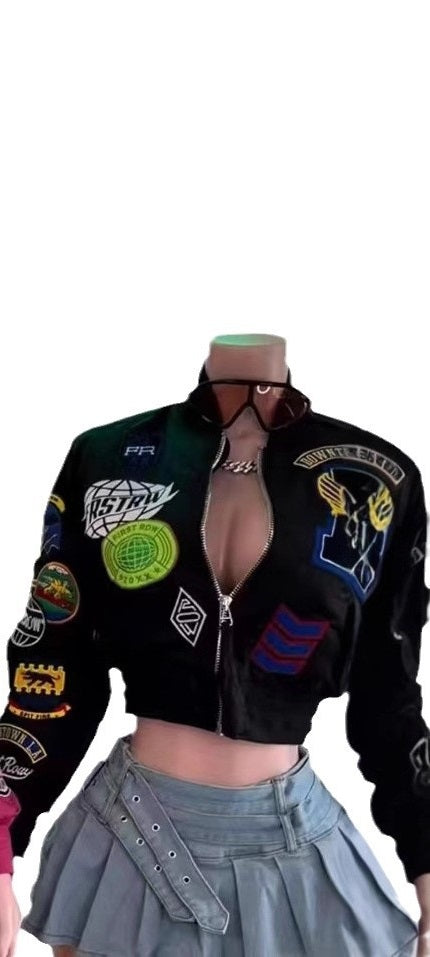 Long Sleeve Embroidered Jacket Baseball Coat GFCF 1293