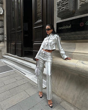 PU Leather Lapel Jacket Coats YUMT YMT118