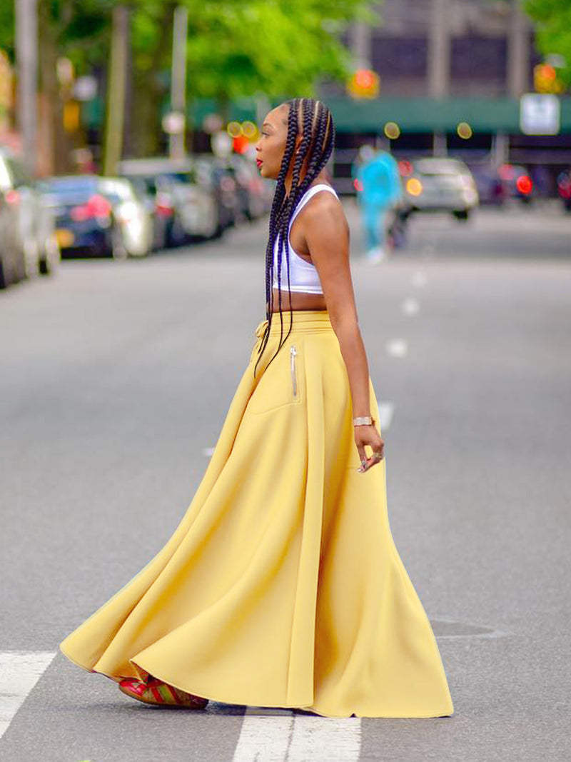 Solid Color High Split Long Skirt ZDF 33103