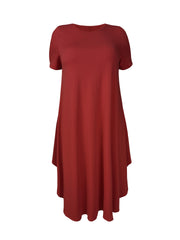 Plus Size Solid Color Loose Midi Dress GAWE 6745