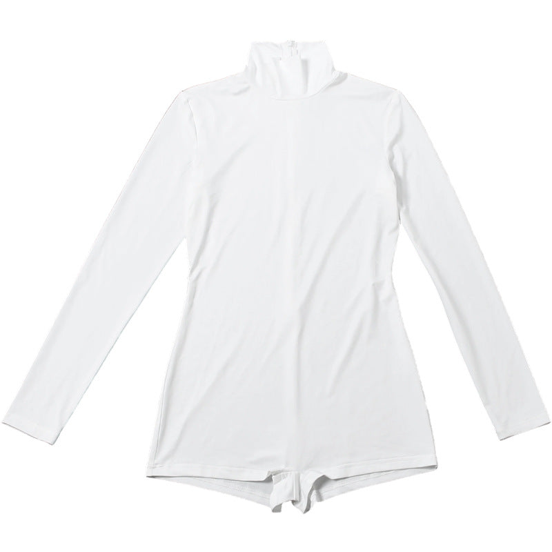 Solid Color Long Sleeve High Collar Romper GZJQ K25Q84138