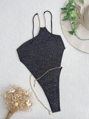 Sexy Slash Shoulder Backless One Piece Swimsuit CASF 6517