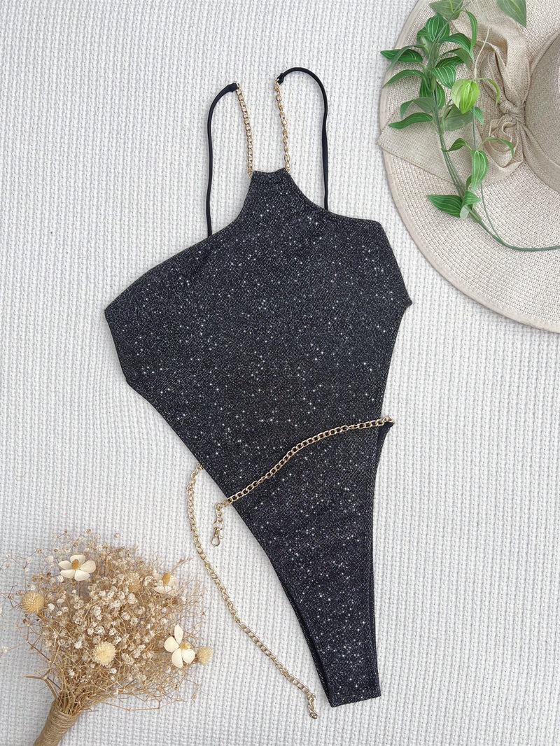 Sexy Slash Shoulder Backless One Piece Swimsuit CASF 6517