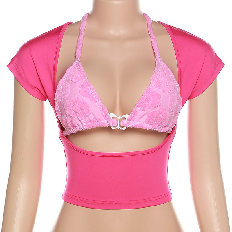 Tie Up Backless Hollow Out Tank Top GYME K23S28332