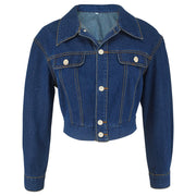 Button Cardigan Long Sleeve Short Denim Jacket GDAM 218578