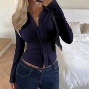 Solid Color Long Sleeve Lapel Shirt GSRX SRX738