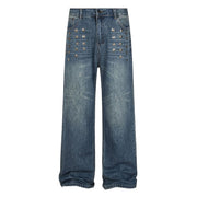 Plus Size Rivet Detail Straight Leg Jeans GYLN 4689