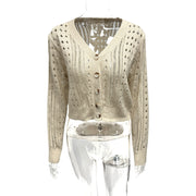 Long Sleeve Knits Hollow Out Short Coat GQNF Y00218TM