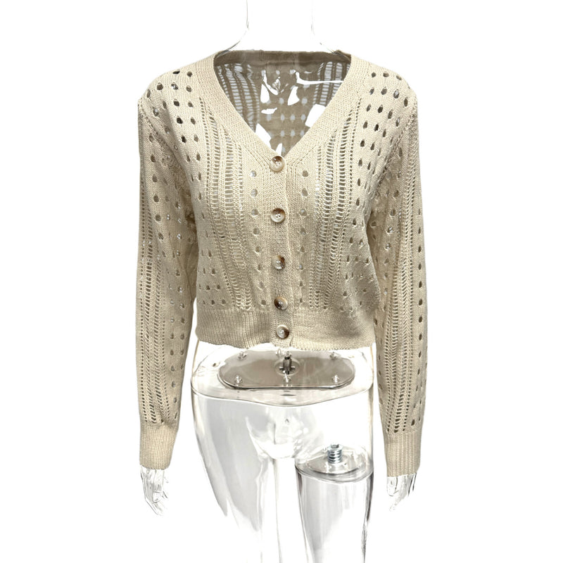 Long Sleeve Knits Hollow Out Short Coat GQNF Y00218TM