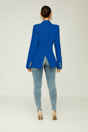 Solid Color Double Breasted Slim Blazer Coat XMY 9395