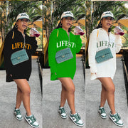 Letter Print Knitted Long Sleeve Pullover Sweater Top FSXF F355