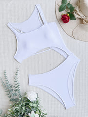 Sexy Bikinis Solid Hollow Out Two Piece Swimsuit CASF 6490