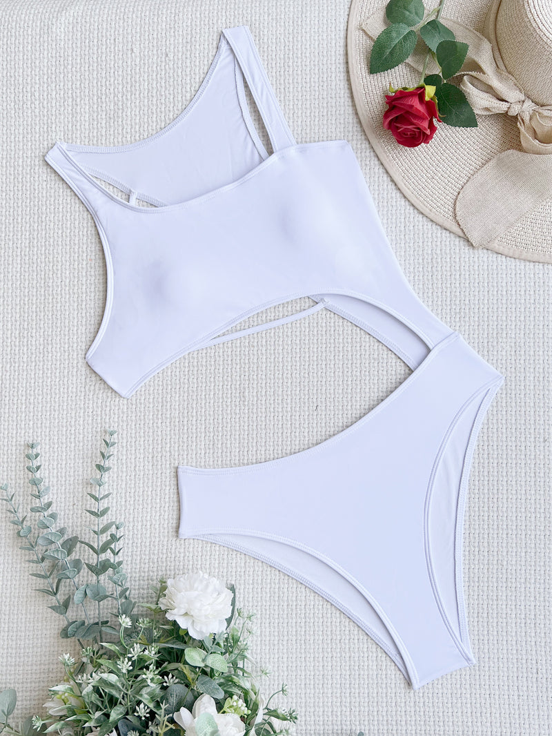 Sexy Bikinis Solid Hollow Out Two Piece Swimsuit CASF 6490