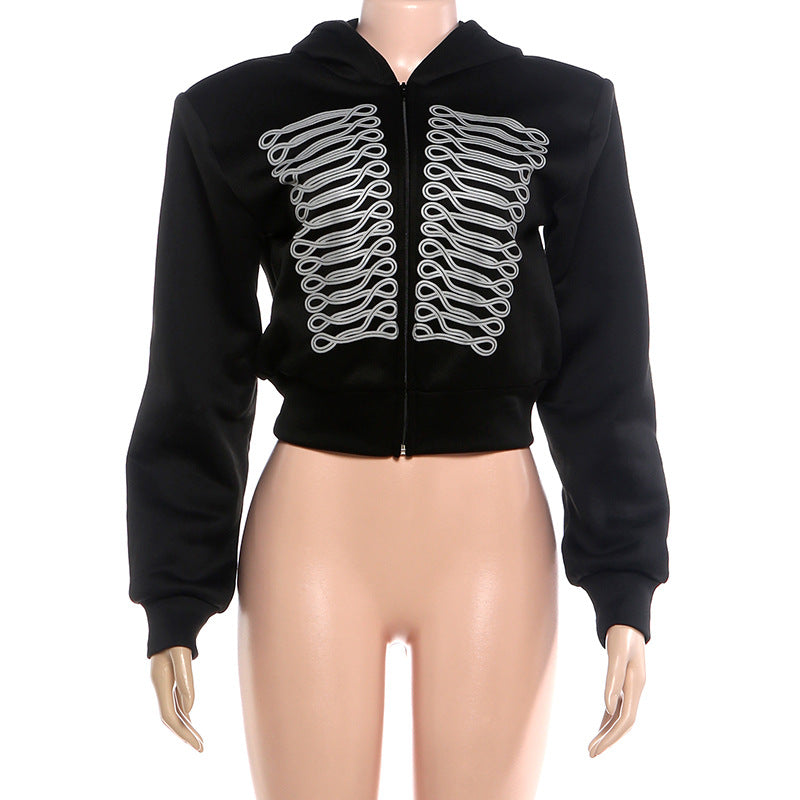 Zipper Hooded Long Sleeve Coat GZJQ K6C13111A