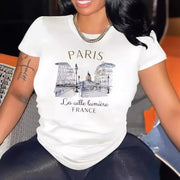 Plus Size Print Casual Short Sleeve T Shirt YIM 409