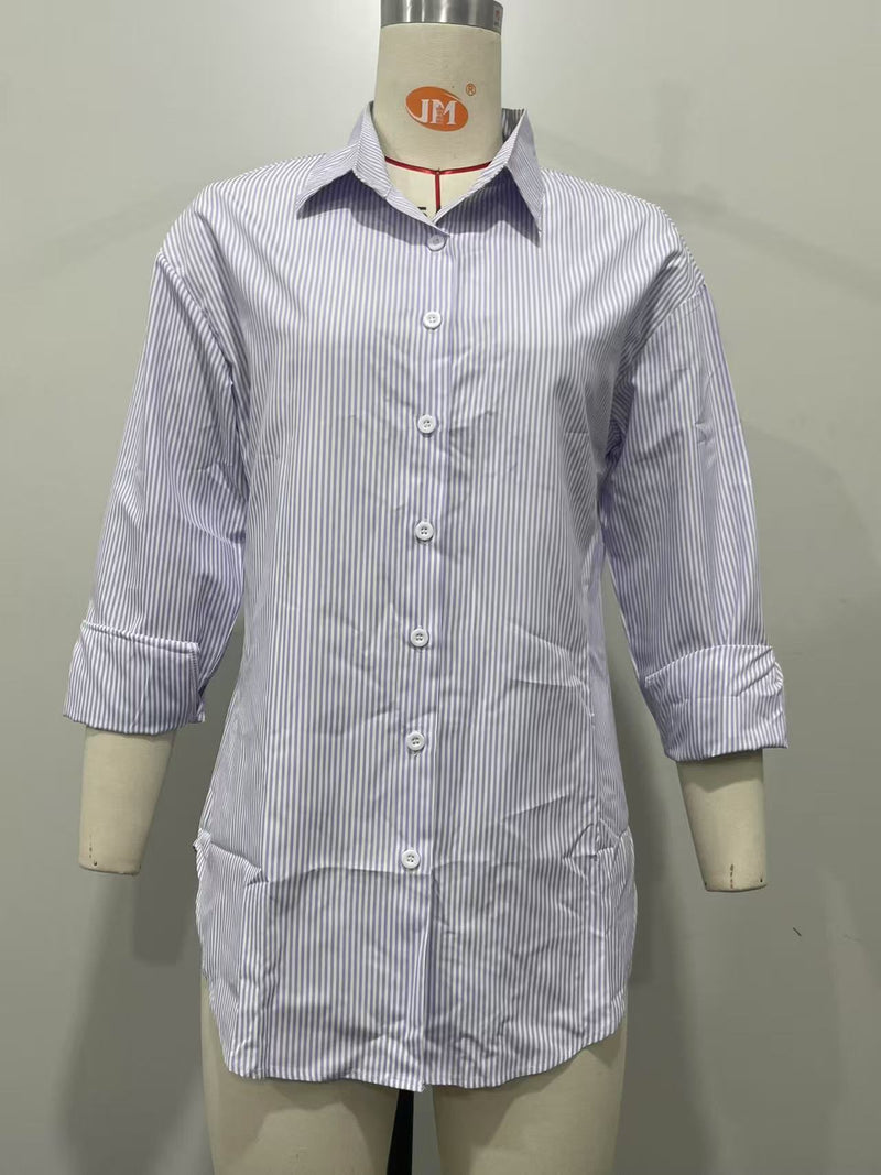 Long Sleeve Stripe Casual Shirt OLYF 6175