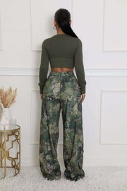 Camouflage Print Loose Straight Pants GSMJ 6976